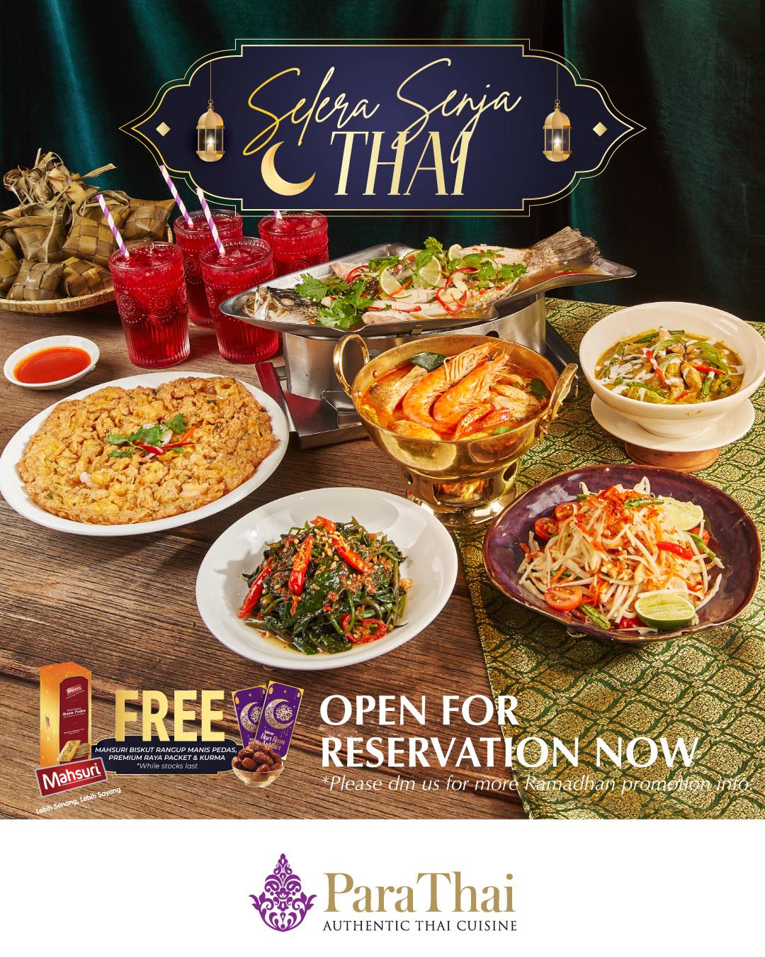 Dive into our Selera Senja sets and enjoy authentic Thai flavors 🇹🇭🌙Exclusive Offers-💜FREE M